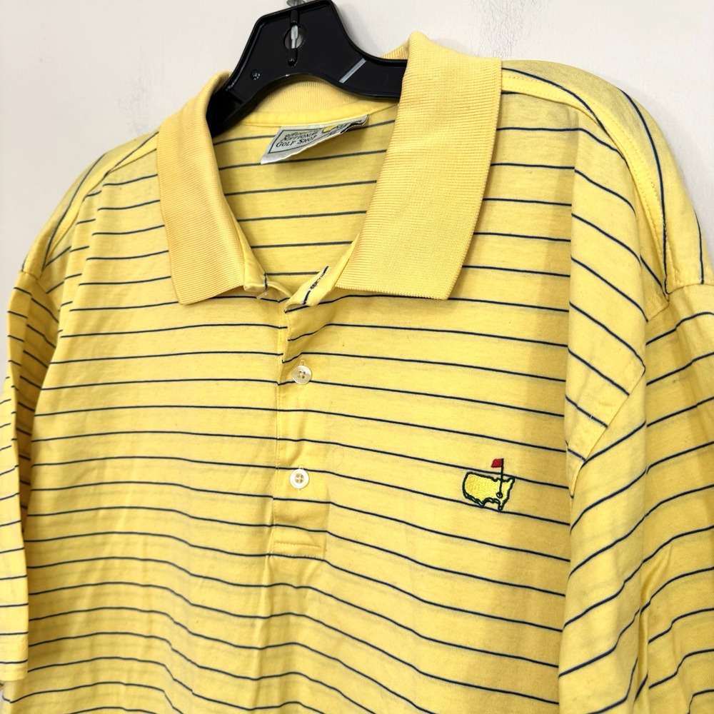 Vintage Augusta National Golf Shop Yellow Blue Stripe Masters Polo Size XL